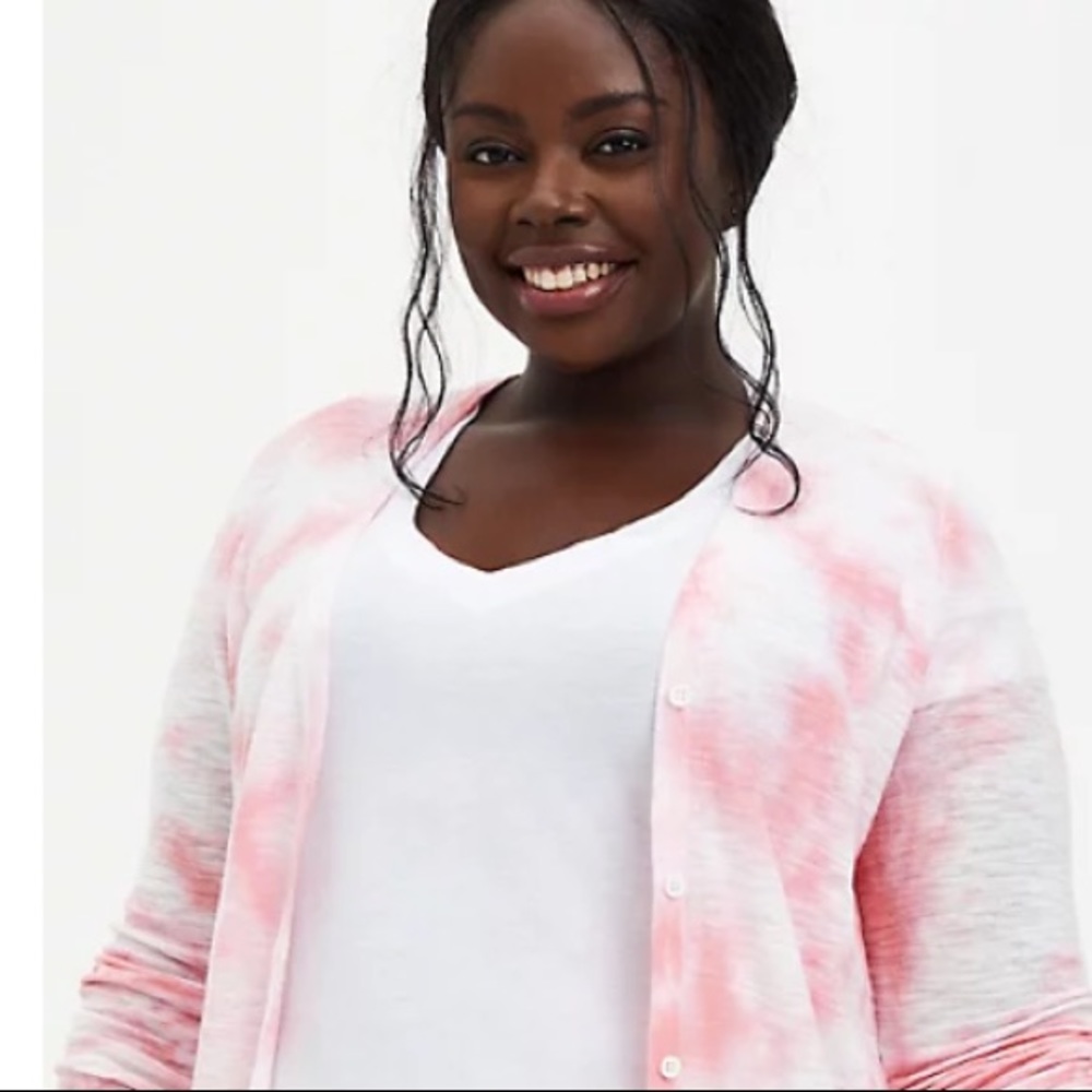 Torrid Pink Tie Dye Boyfriend Cardigan